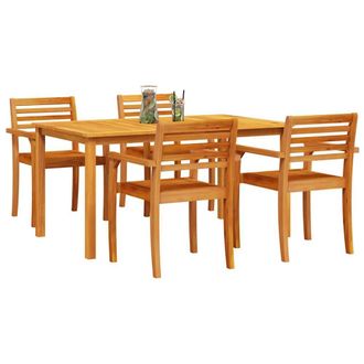 Berkfield Home Stylish 5-Piece Garden Dining Set in Solid Acacia Wood in Brown