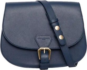 Ines De La Fressange Tassen, Dames, Blauw, ONE Size, Leer, Marineblauwe Leren Flâneur Tas