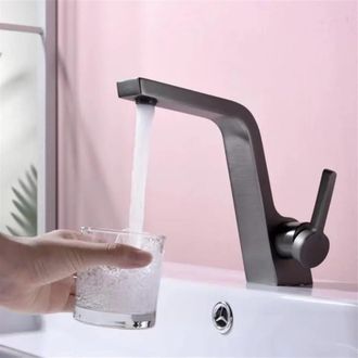OEM Grifo Para Lavabo De Ba&ntilde;o, Grifo Para Lavamanos, Grifo Monomando De Lat&oacute;n Para Agua Fr&iacute;a Y Caliente, Grifo Mezclador Gris Para Lavabo De Ba&ntilde;o