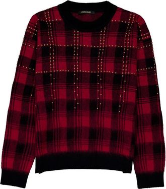 Roberto Cavalli Mens Tartan Plaid Knit Sweater, Size Medium