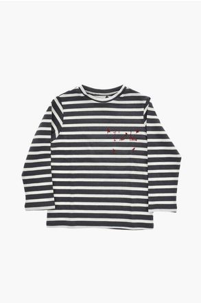 Douuod Long-Sleeve Crewneck T-Shirt with Two-Tone Stripes size 12 Y