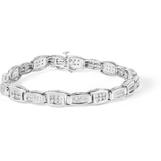 House of Brilliance 14K White Gold 2-1/2 Cttw Diamond Flared Links Tennis Bracelet at Nordstrom