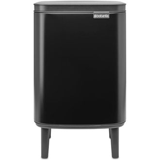 Brabantia Cubo De Basura Bo Hi 7 L Con Tapa De Cierre Suave, Interior Extra&iacute;ble Y Asa De Transporte - Adecuado Para Ba&ntilde;o, Dormitorio Y Oficina En Casa - Matt Bl