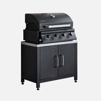 Sweeek Barbacoa De Gas De 4 Quemadores De Mesa + Cocina Exterior De Acero, 80cm