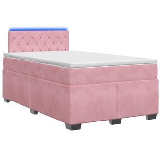 vidaXL Cama Con Base Tapizada, Colch&oacute;n Y Luz Led Rosa 120 X 190 Cm Vidaxl
