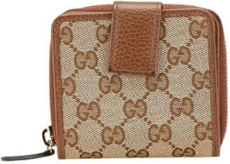 Gucci Pre-owned Wallets, female, Beige, Size: ONE SIZE Pre-owned Canvas Wallet