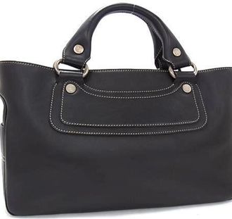 Celine Dark Brown Leather Handbag Shoulder Bag Tote Bag (Pre-Owned)