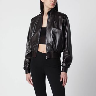 Gucci Bomber in nappa morbida marrone scuro