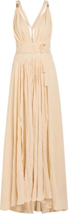 Caravana Adjustable tie Halterneck Cotton-blend Maxi Dress - Natural - One Size