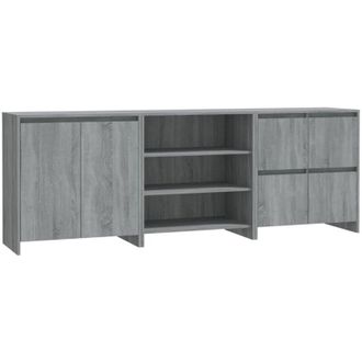 vidaXL 3 Piece Sideboard Grey Sonoma Engineered Wood Vidaxl
