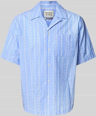 Scotch & Soda Regular Fit Freizeithemd mit Lochstickerei in Hellblau, Gr&ouml;&szlig;e XXL