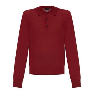 Dsquared2 V-neck Knitwear, female, Red, Size: 2XS Wool sweater