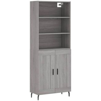 vidaXL Vidaxl - Aparador Alto Madera Contrachapada Gris Sonoma 69,5x34x180 Cm