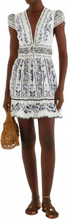Farm Rio Flowers Arch Mini Dress In Off White