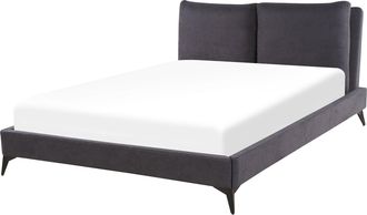 Beliani Beliani - Cama Con Somier De Chenilla Gris Oscuro 160 X 200 Cm Base De Listones Doble Moderno Melle