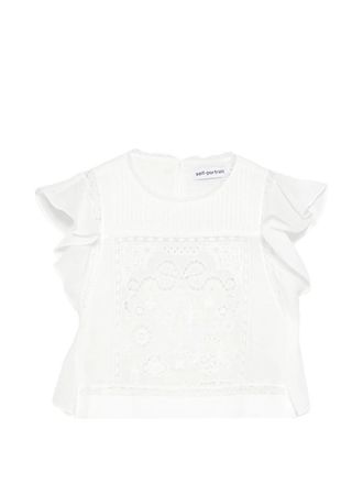 Self Portrait White Lace Frill Top