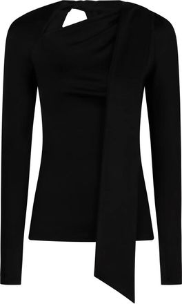 Victoria Beckham Asymmetrische Halslijn Lange Mouwen Top - Dames - Longsleeves - Zwart - XS - Wol - Tops