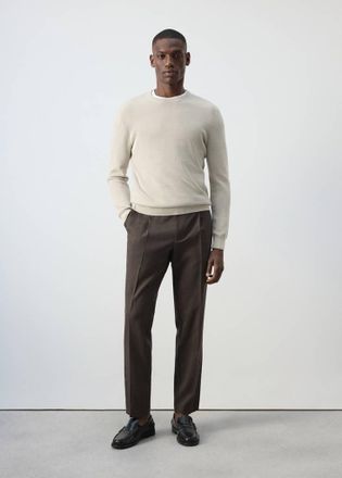 Mango Pullover 100% cotone maglia sottile coste beige - Uomo - XXL - MANGO MAN