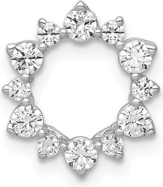 Diamond2Deal 14K White Gold Lab Grown Diamond Fancy Circle Chain Slide Pendant (0.51ct, VS, G-H)