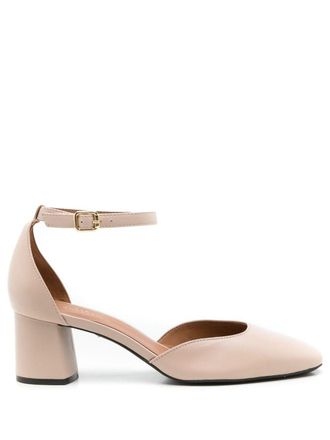 Sarah Chofakian Florence pumps met blokhak - Beige
