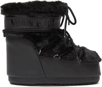 Moon Boot Icon Low Faux Fur Boot - Dames - Winterlaarzen - Zwart - 39 EU - Leer - Schoenen