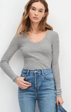 Favorite Daughter Take It Easy Long Sleeve Top In Heather Grey