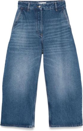 STUDIO NICHOLSON Indigo Blauwe Jeans met Verborgen Rits - Dames - Loose Fit Jeans - Blauw - 2XS - Jeans