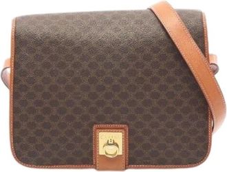 Celine Pre-owned Macadam Coated Canvas Shoulder Bag - Dames - Vintage Schoudertas - Bruin - ONE Size - Leer - Vintage