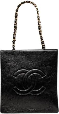 Chanel Pre-owned Coco Mark Leren Tote Bag - Dames - Vintage Shopper - Zwart - ONE Size - Leer - Vintage
