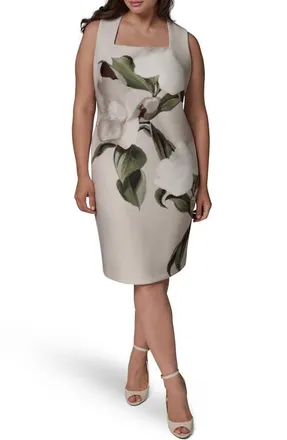 DKNY Print Sleeveless Sheath Dress in Sisal Multi at Nordstrom, Size 18W