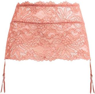 Savage x Fenty Romantic Corded Lace Garter Skirt in Dry Poppy Brown at Nordstrom, Size X-Large