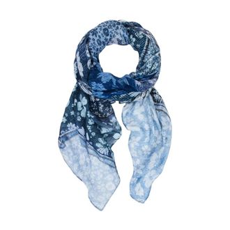 Desigual Bloemenpatroon Viscose Sjaal - Dames - Sjaals - Blauw - ONE Size - Accessoires