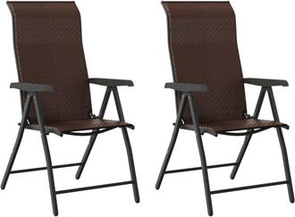 vidaXL Vidaxl - Sillas de jardín plegables 2 unidades ratán sintético marrón