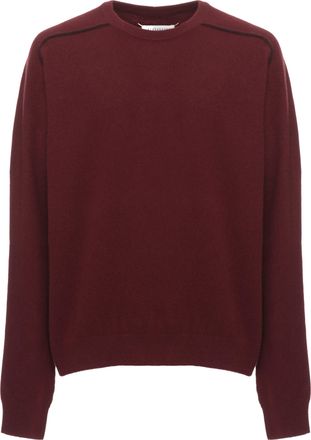 Maison Margiela Burgundy Virgin Wool Sweater with Ribbed Edges