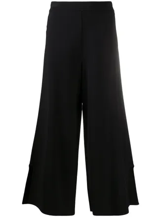 Stella McCartney side-slit cropped trousers - women - Polyester/Viscose - 38 - Black