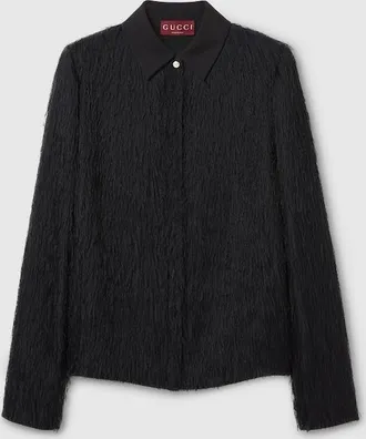 Gucci Fringed Fil Coup&eacute; Fabric Shirt, Black, Ready-to-wear