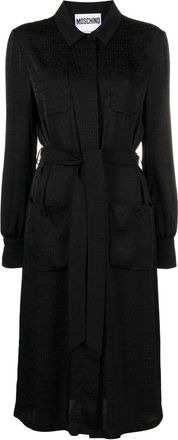 Moschino monogram-print shirt dress - women - Silk/Viscose - 42 - Blue