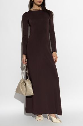Bottega Veneta Dress With A Decorative Chain At The Back, Womens, Brown