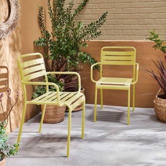 Sweeek Pair Of Steel & Stackable Garden Armchairs in Yellow