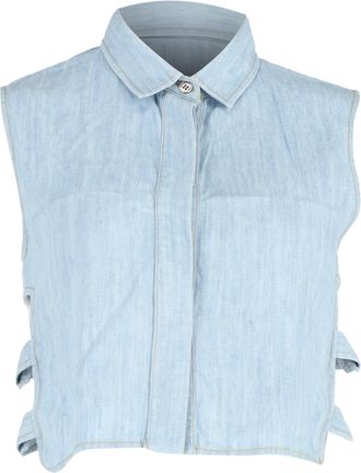 Sea New York Cutout Sleeveless Shirt in Light Blue Cotton Denim