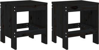 vidaXL Vidaxl - Garden Stools 2 pcs Black 40x36x45 cm Solid Wood Pine