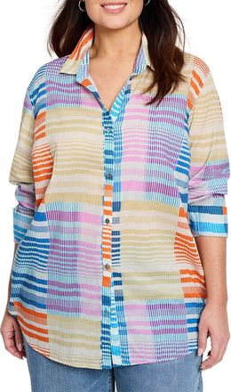 Nic+Zoe NIC+ZOE Plus Sunset Stripe Boyfriend Shirt