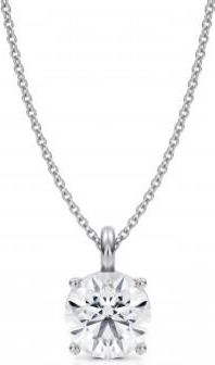 Allurez Round Lab Diamond 4-Prong Necklace 14K White Gold (2.00ct)
