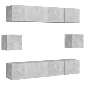 Berkfield Home 6 Piece TV Cabinet Set Concrete Grey Engineered Wood