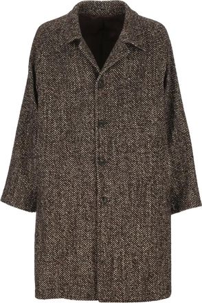 L.B.M. 1911 Cappotto con motivo a spina di pesce - Marrone