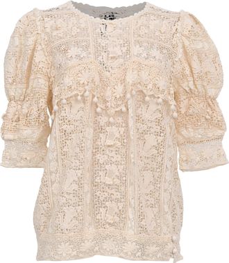 Isabel Marant Embroidered Lace Blouse in Ivory Cotton