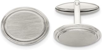 Diamond2Deal Stainless Steel Brushed and Polished Oval Cufflinks