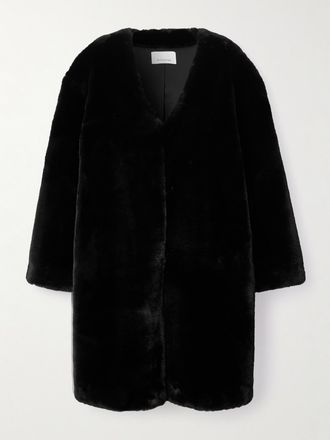Frankie Shop Cappotto Oversize In Peluche Matera - Nero