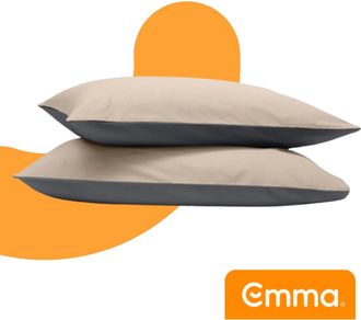 Emma Katoenen Kussenslopen 50x70 cm Wit&Beige