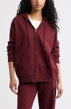 BP. Oversize Zip Fleece Hoodie in Burgundy Tannin at Nordstrom Rack, Size X-Small